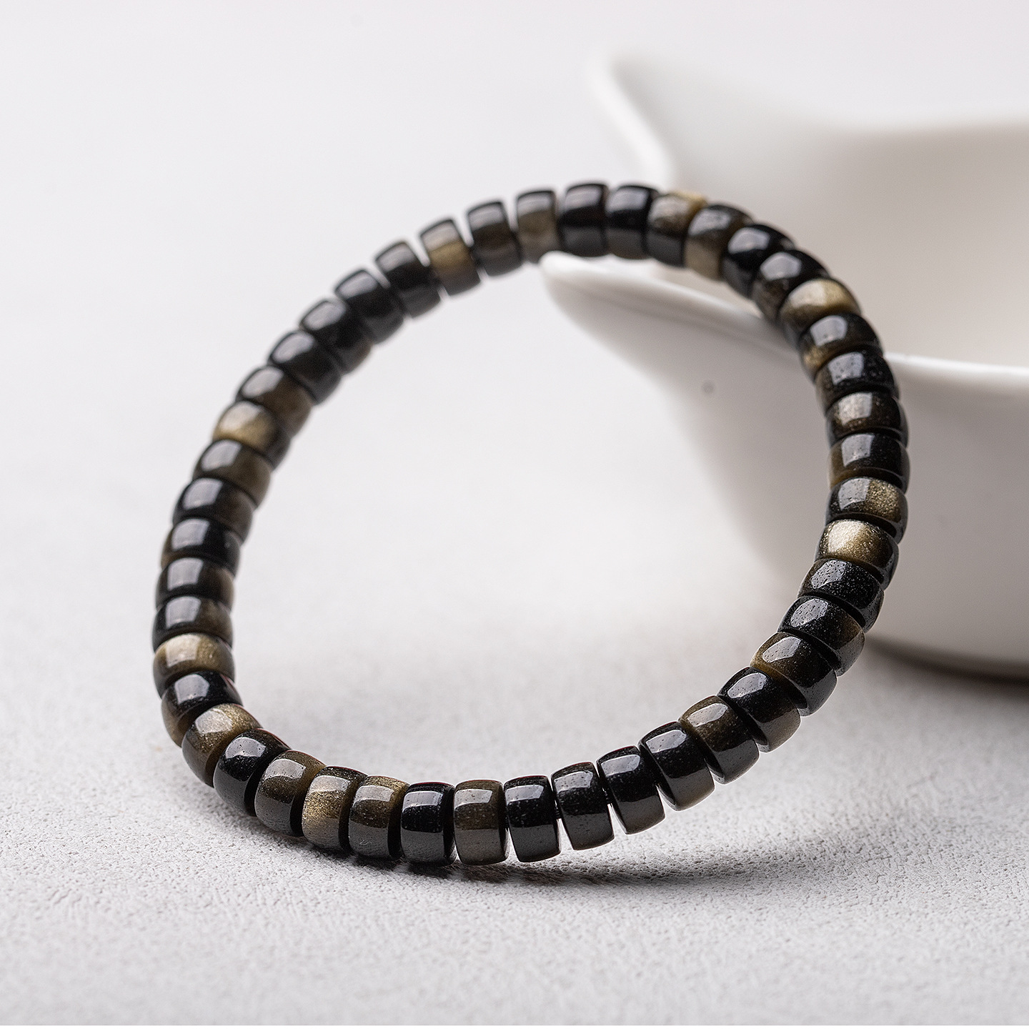 Lava Gold Obsidian Slices Bracelet - Image 2