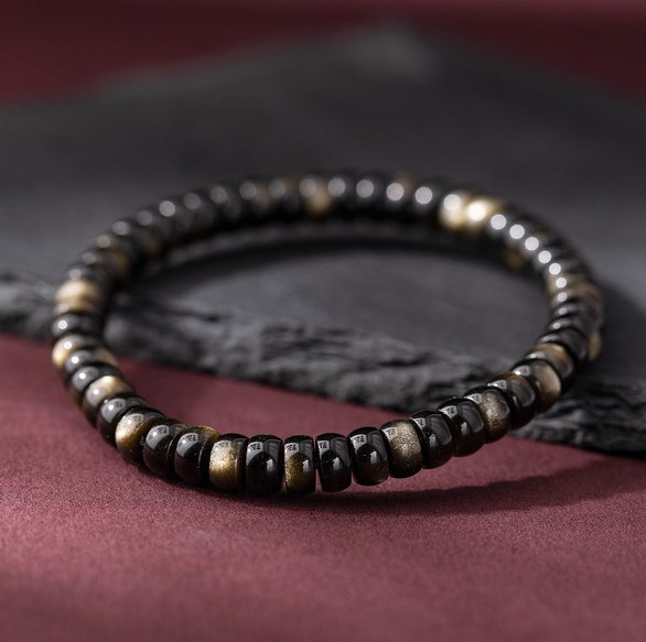 Lava Gold Obsidian Slices Bracelet - Image 4