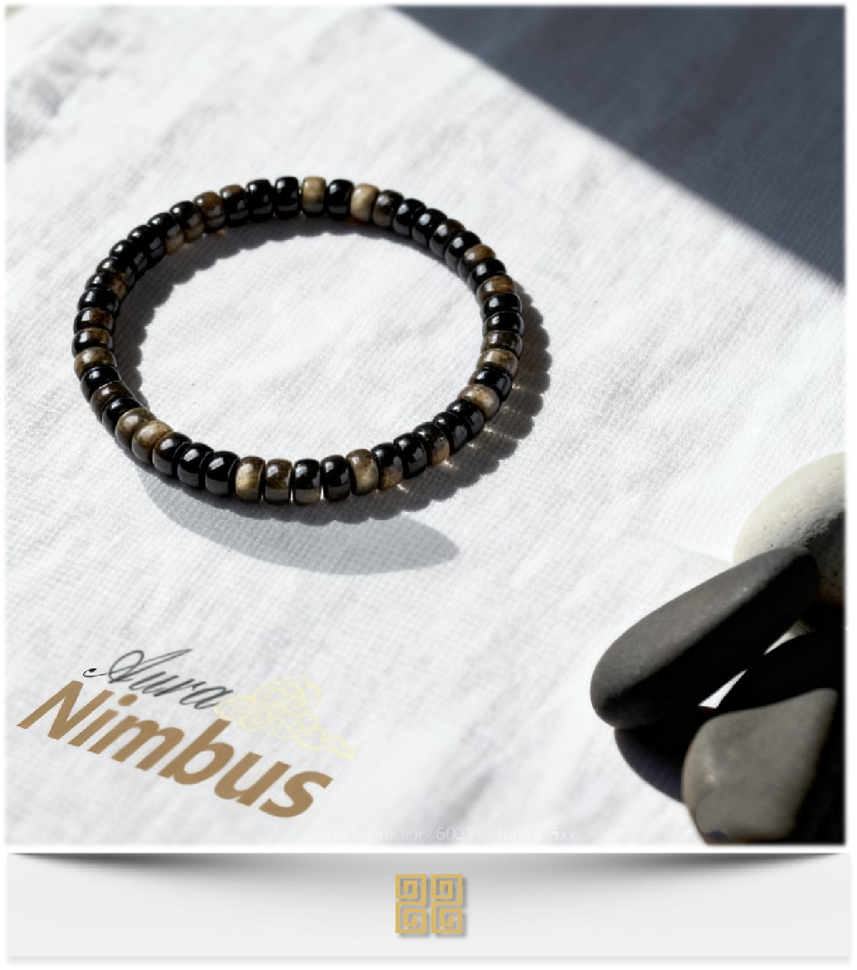 Lava Gold Obsidian Slices Bracelet