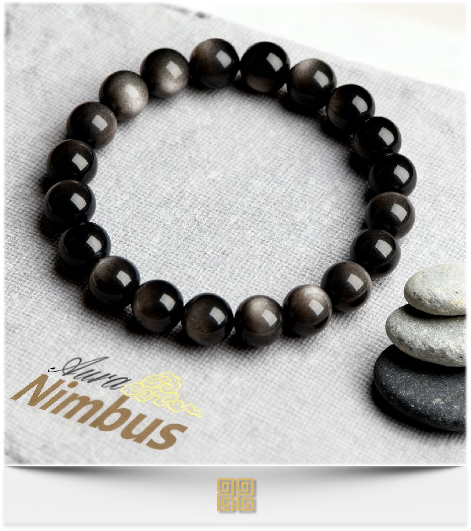 Cat’s Eye Silver Obsidian Bracelet